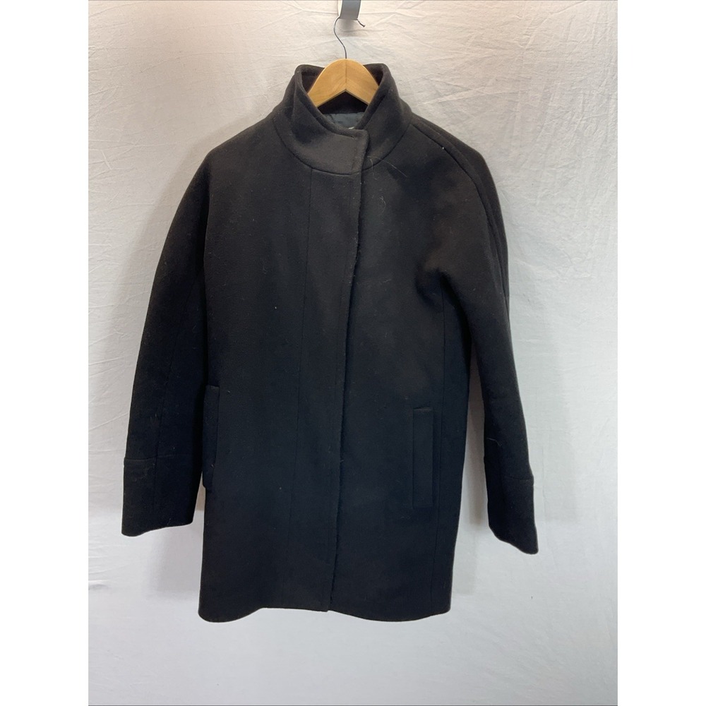 J.Crew Size 6 Stadium Jacket Black Wool Blend Full‎ Zip Warm Travel Outdoor